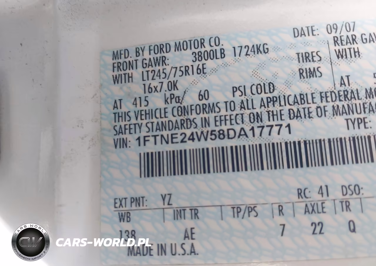 2008 Ford E-250 Commercial-Recreational VIN:1FTNE24W58DA17771 - 8