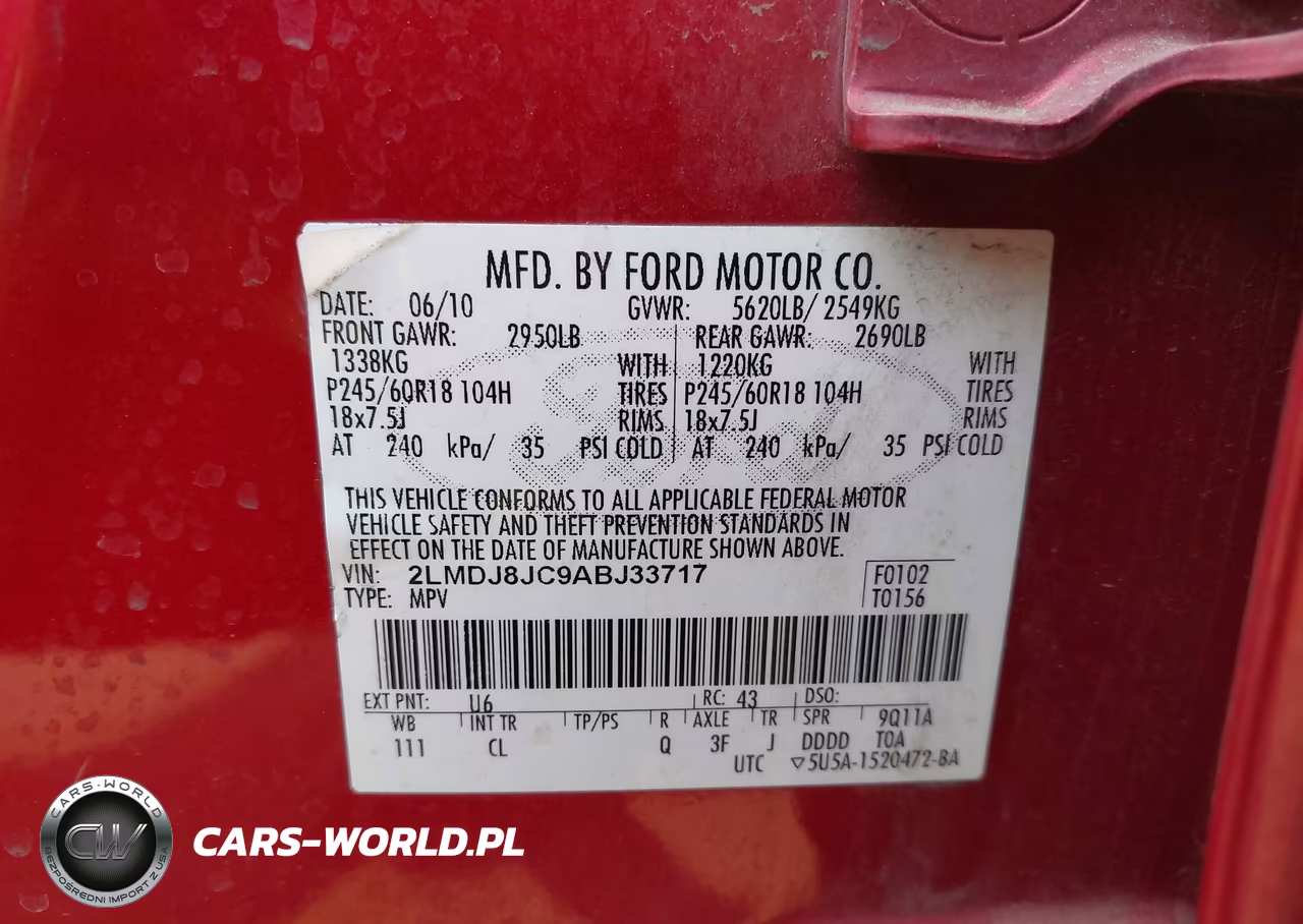 2010 Lincoln Mkx VIN:2LMDJ8JC9ABJ33717 - 9