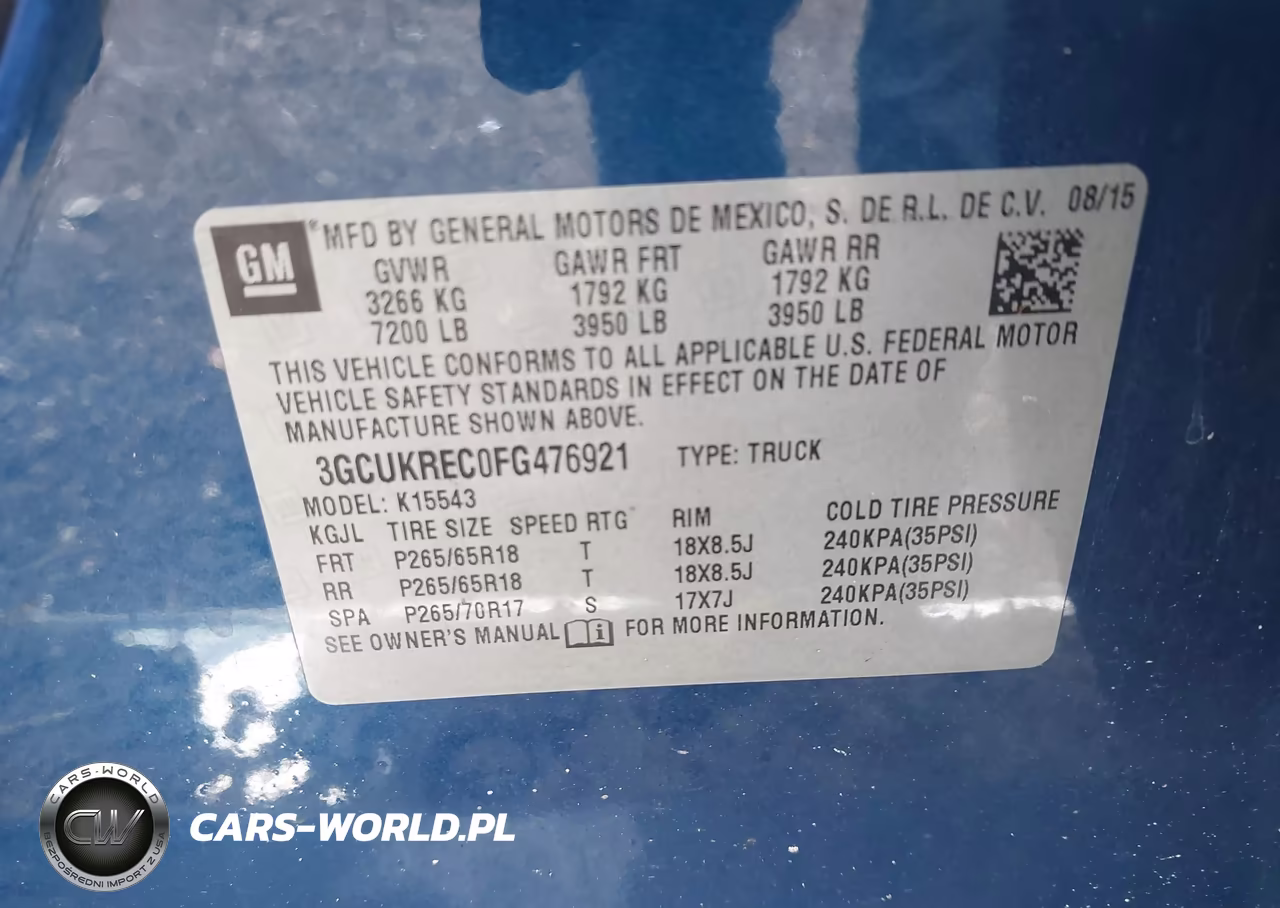 2015 Chevrolet Silverado 1500 2Lt VIN:3GCUKREC0FG476921 - 9