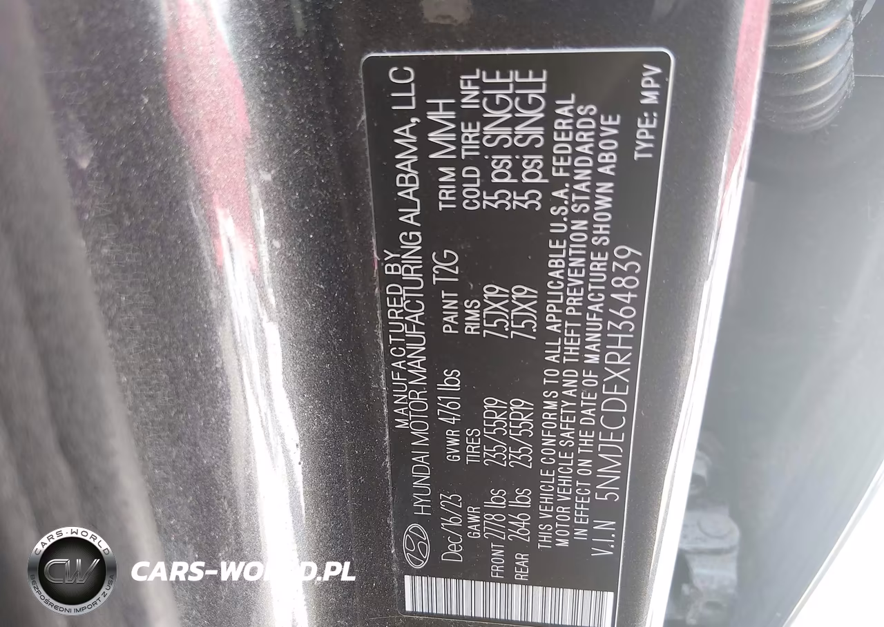 2024 Hyundai Tucson Limited VIN:5NMJECDEXRH364839 - 9