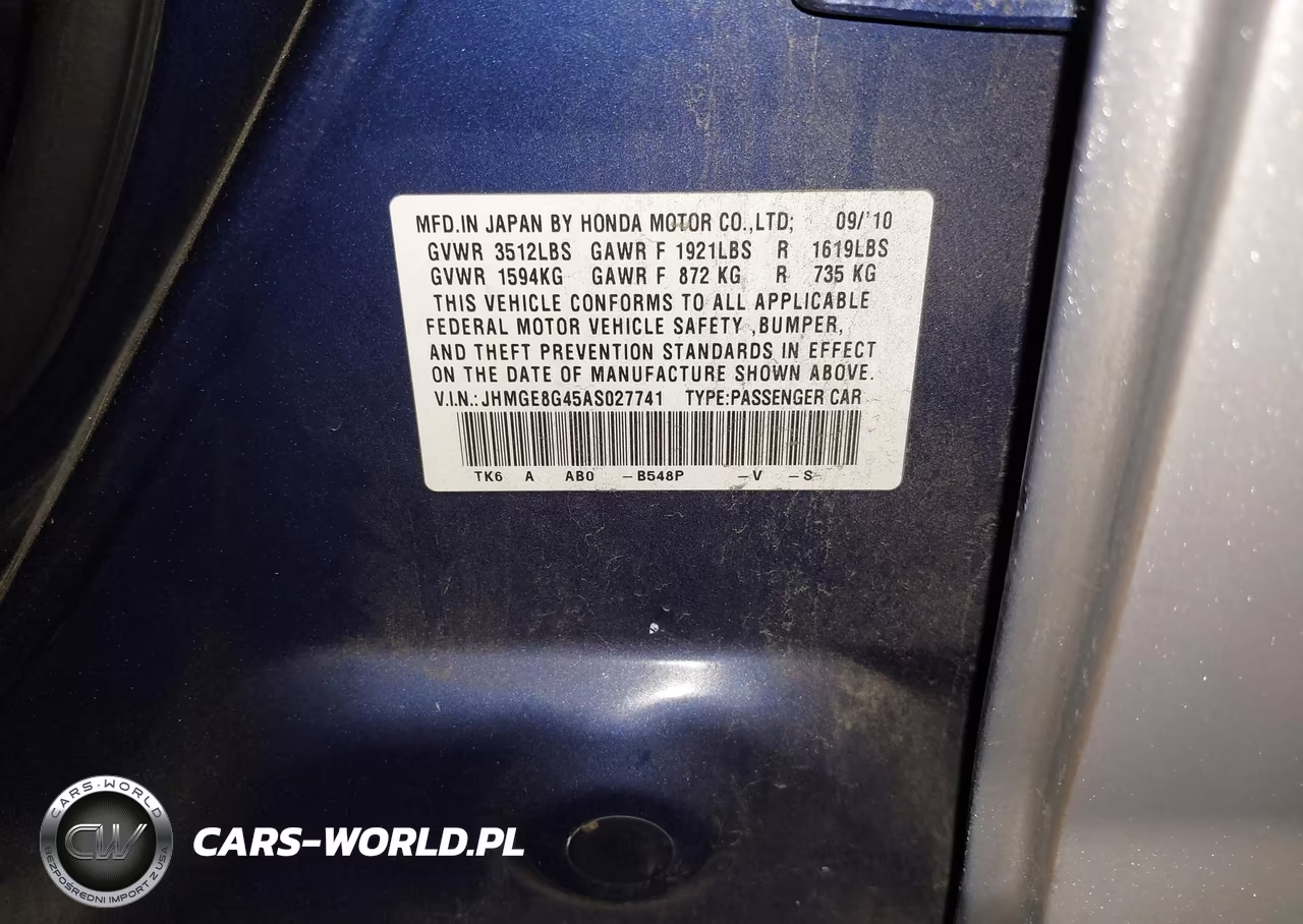 2010 Honda Fit Sport VIN:JHMGE8G45AS027741 - 9