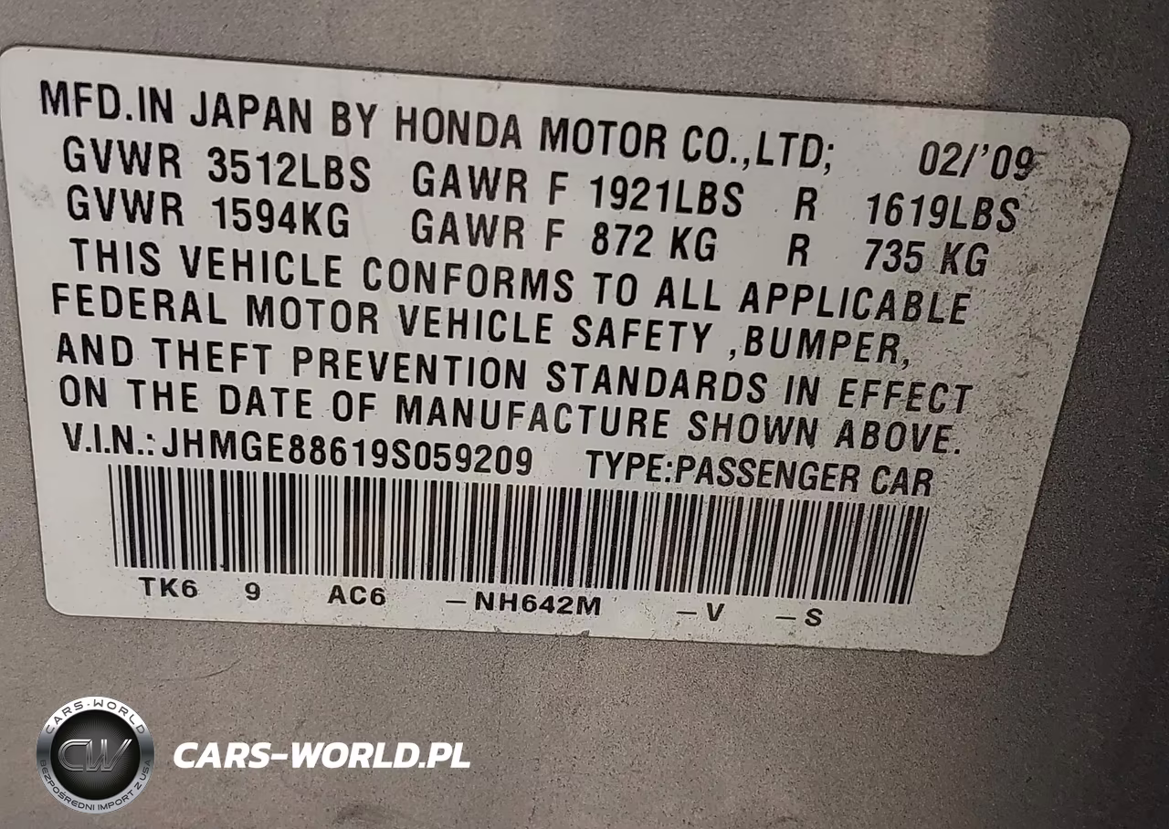 2009 Honda Fit Sport VIN:JHMGE88619S059209 - 9