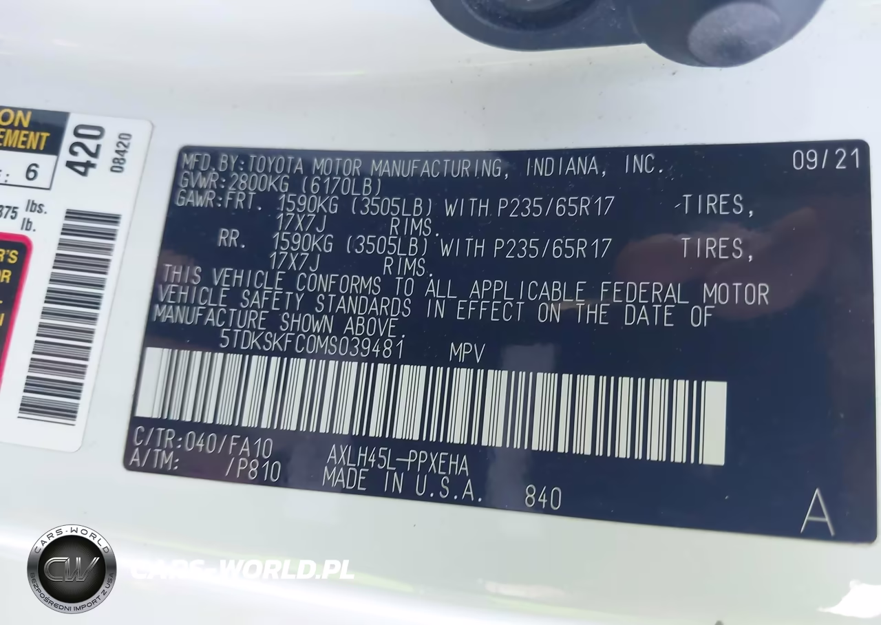 2021 Toyota Sienna Le VIN:5TDKSKFC0MS039481 - 9
