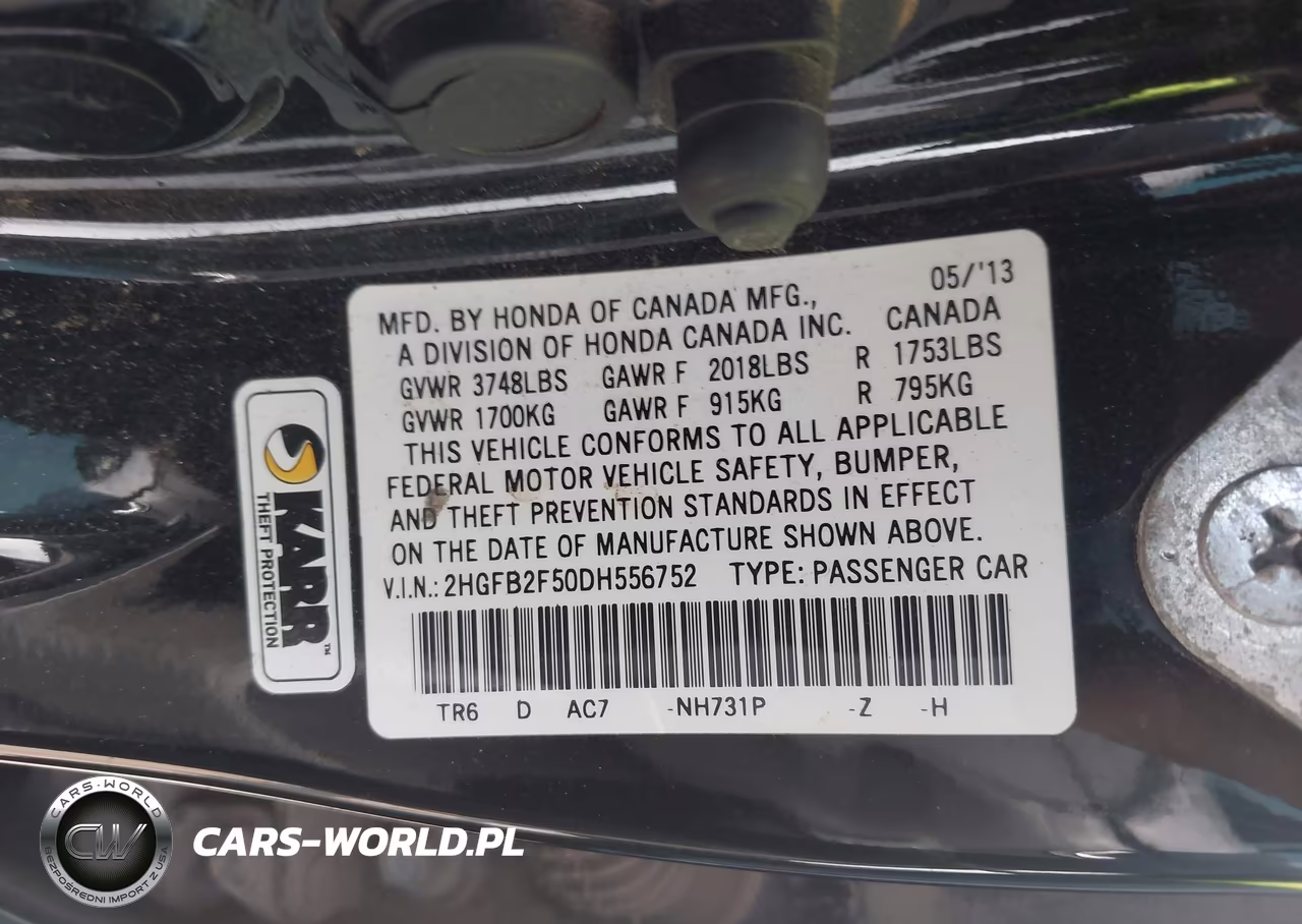 2013 Honda Civic Lx VIN:2HGFB2F50DH556752 - 9
