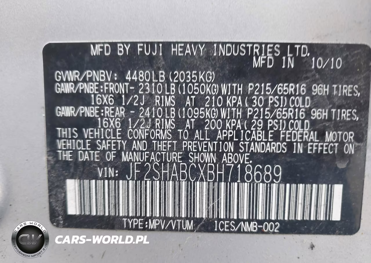 2011 Subaru Forester 2.5X VIN:JF2SHABCXBH718689 - 9
