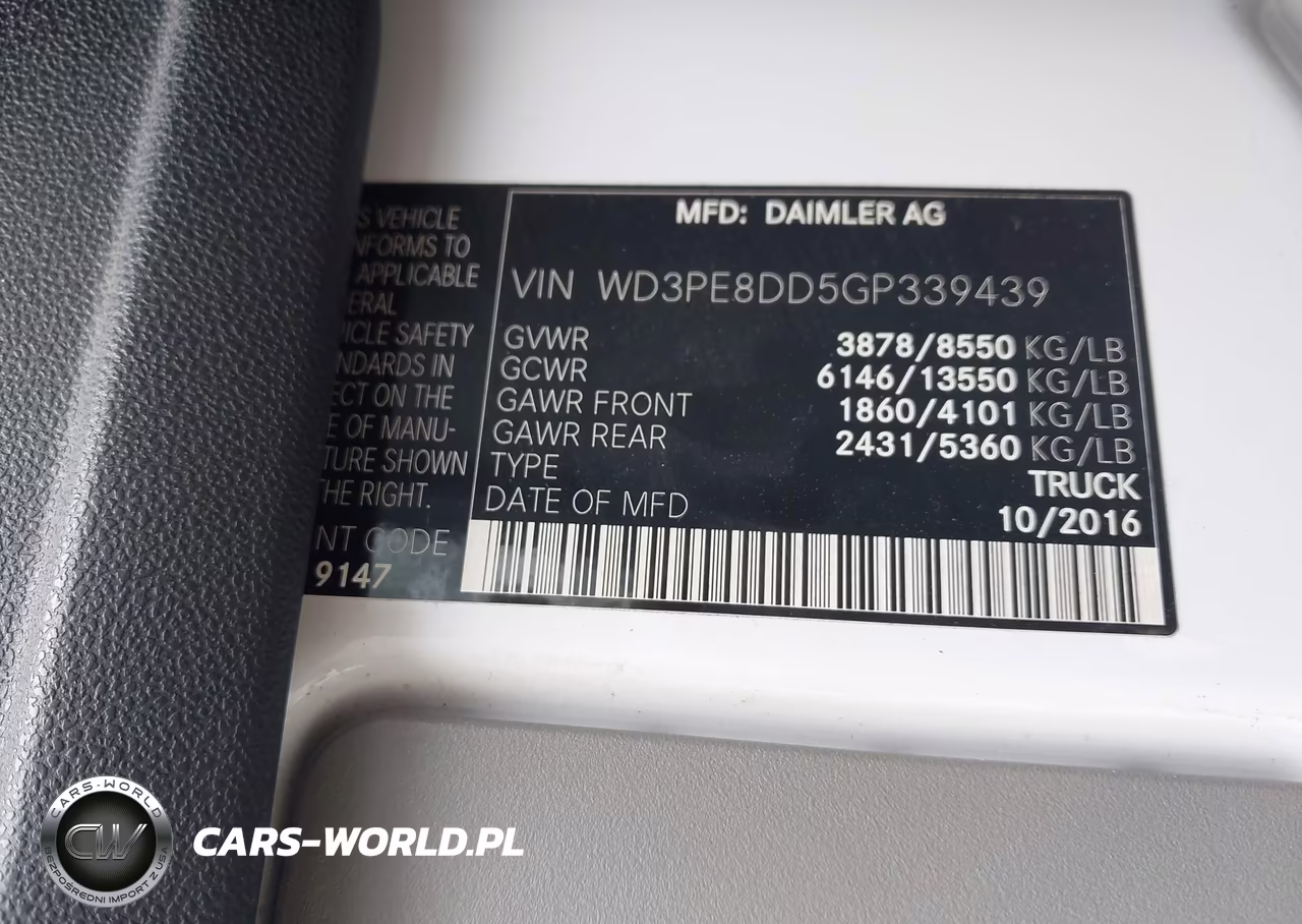 2016 Mercedes-Benz Sprinter 2500 High Roof VIN:WD3PE8DD5GP339439 - 9