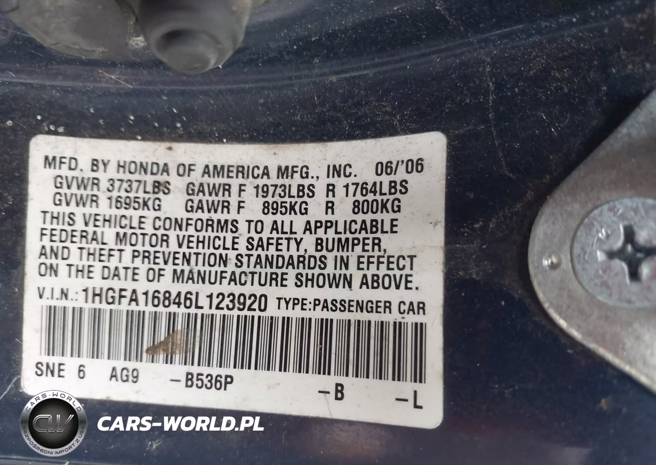 2006 Honda Civic Ex VIN:1HGFA16846L123920 - 9