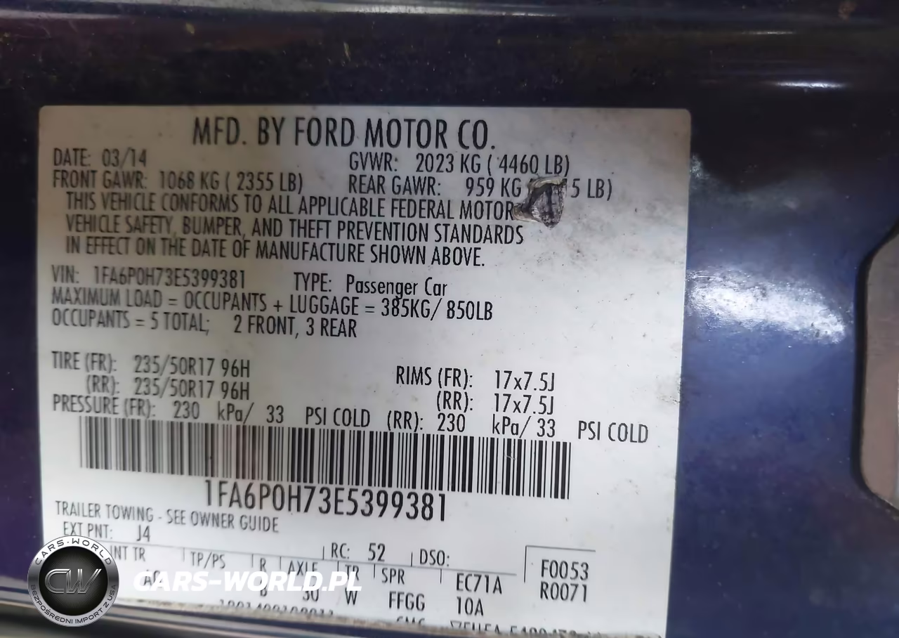 2014 Ford Fusion Se VIN:1FA6P0H73E5399381 - 9