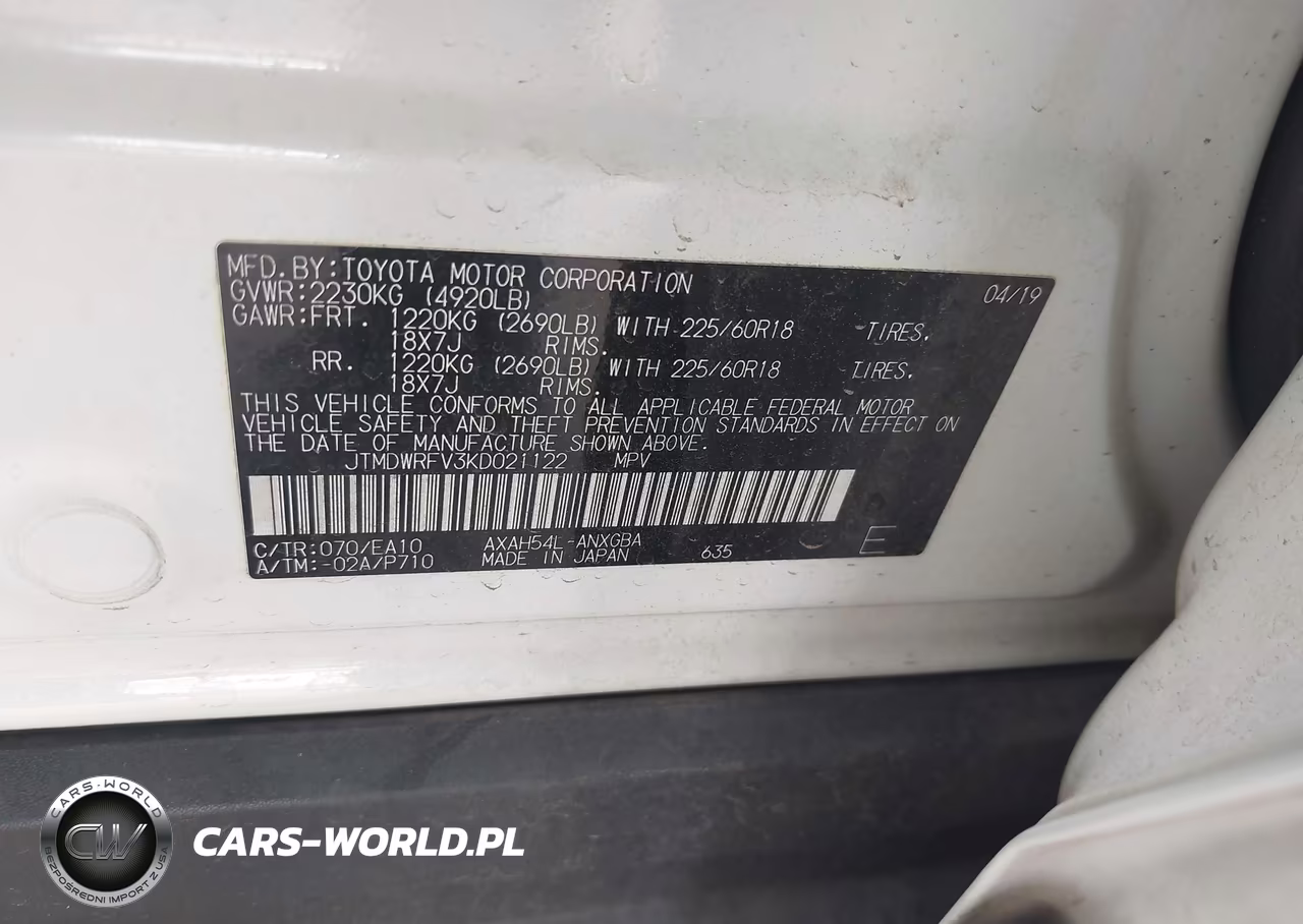 2019 Toyota Rav4 Hybrid Limited VIN:JTMDWRFV3KD021122 - 9