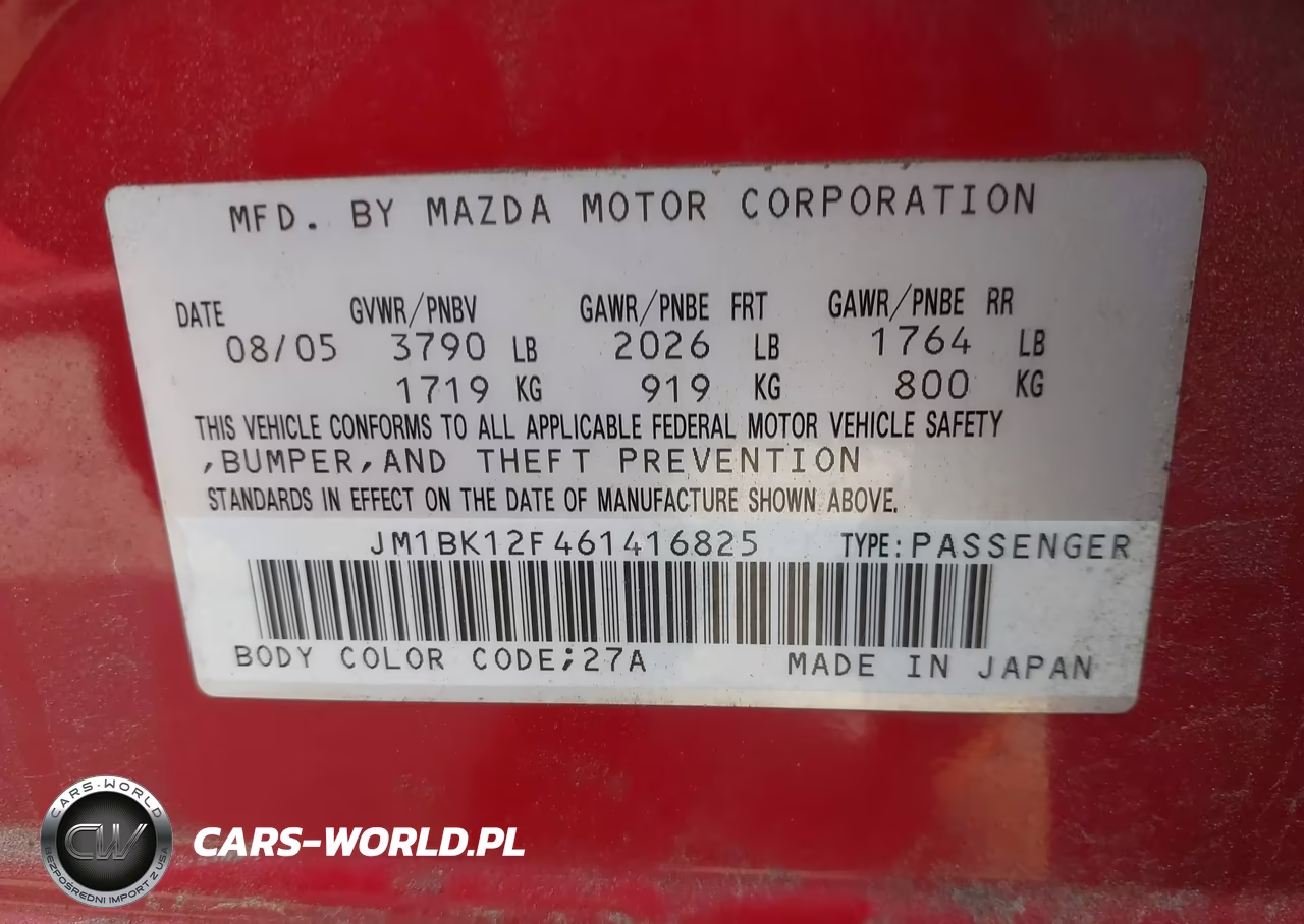 2006 Mazda Mazda3 I VIN:JM1BK12F461416825 - 9