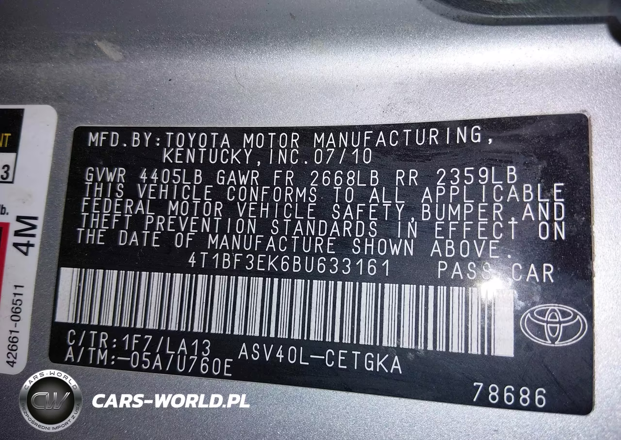 2011 Toyota Camry Xle VIN:4T1BF3EK6BU633161 - 9