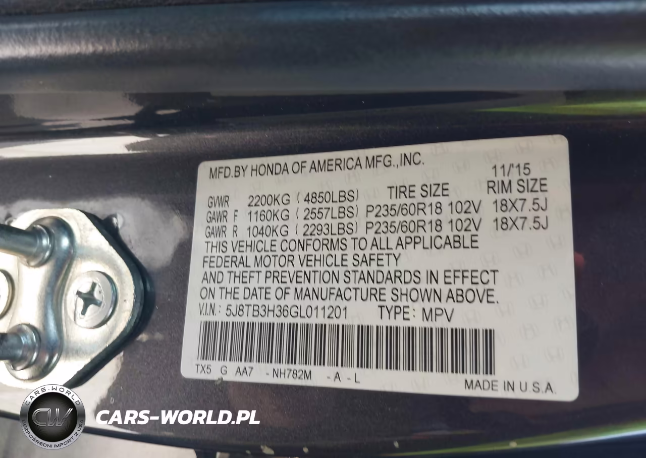 2016 Acura Rdx Acurawatch Plus Pkg VIN:5J8TB3H36GL011201 - 9