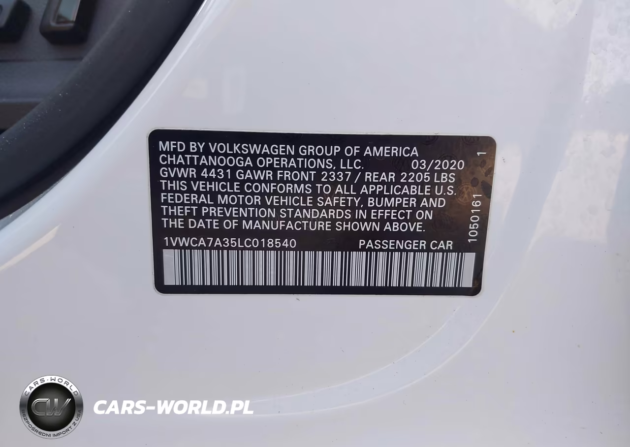 2020 Volkswagen Passat Sel VIN:1VWCA7A35LC018540 - 9
