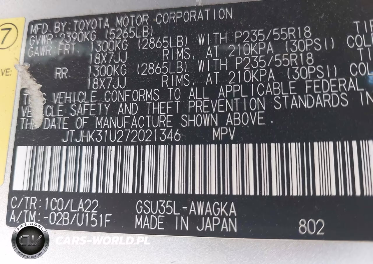 2007 Lexus Rx 350 VIN:JTJHK31U272021346 - 9