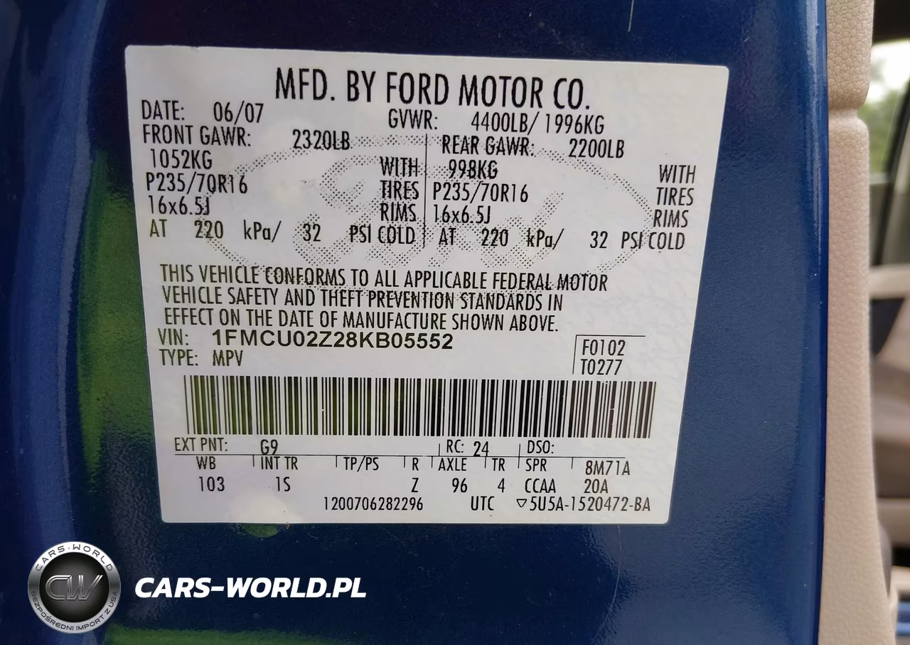 2008 Ford Escape Xls-Xls Manual VIN:1FMCU02Z28KB05552 - 9