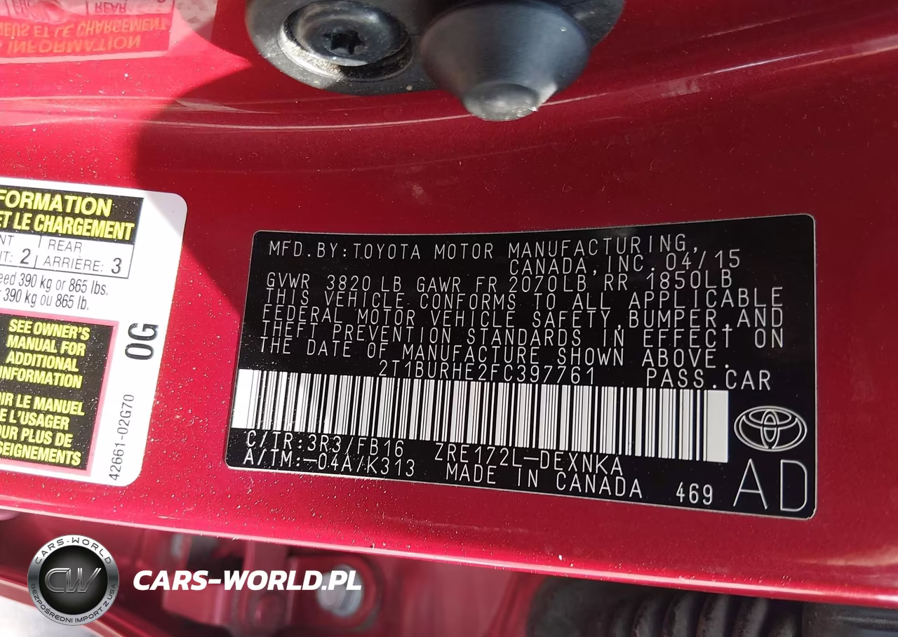 2015 Toyota Corolla Le VIN:2T1BURHE2FC397761 - 9