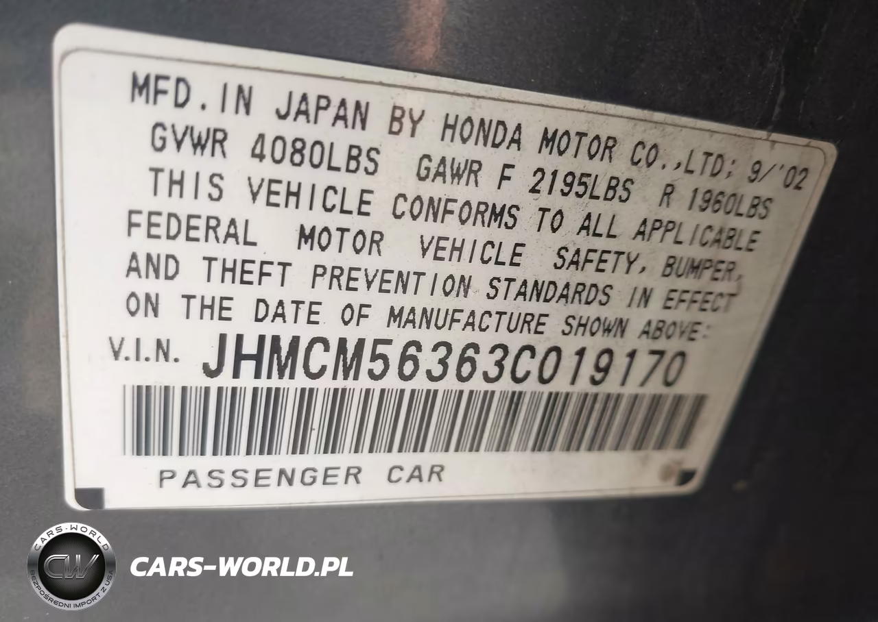 2003 Honda Accord 2.4 Lx VIN:JHMCM56363C019170 - 9