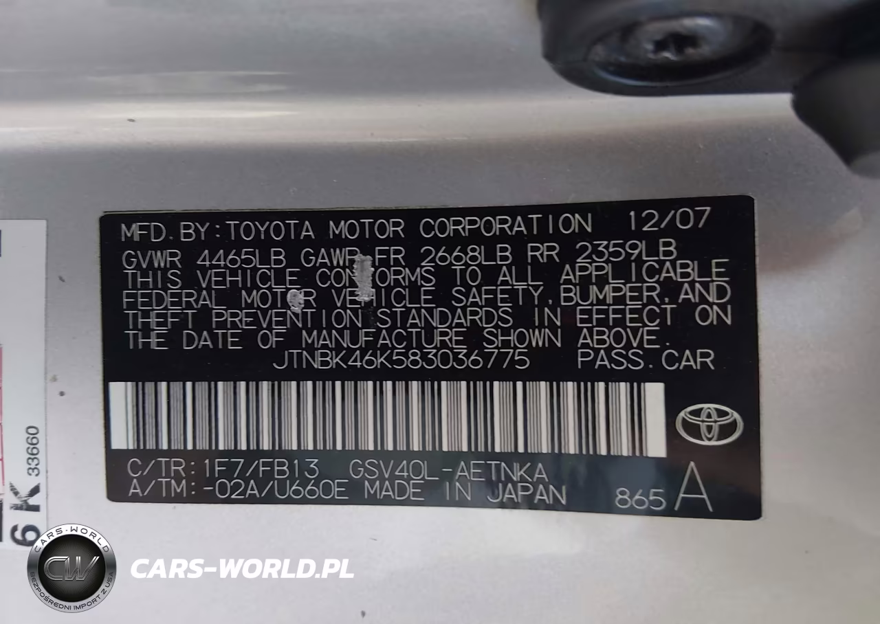 2008 Toyota Camry Le VIN:JTNBK46K583036775 - 9