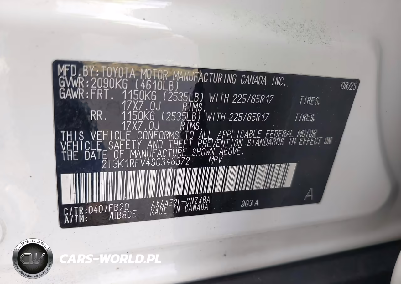 2025 Toyota Rav4 Le VIN:2T3K1RFV4SC346372 - 9
