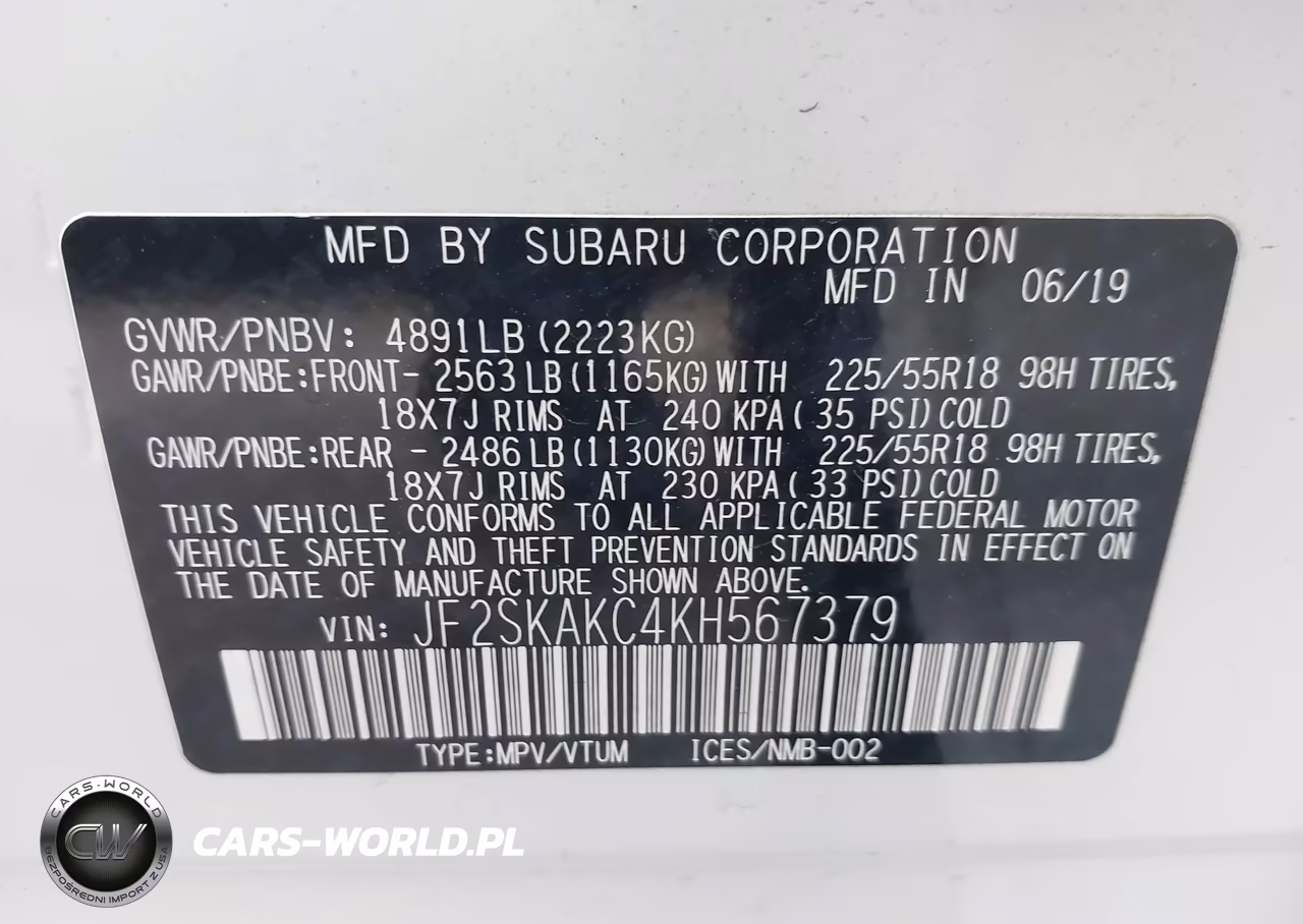 2019 Subaru Forester Sport VIN:JF2SKAKC4KH567379 - 9