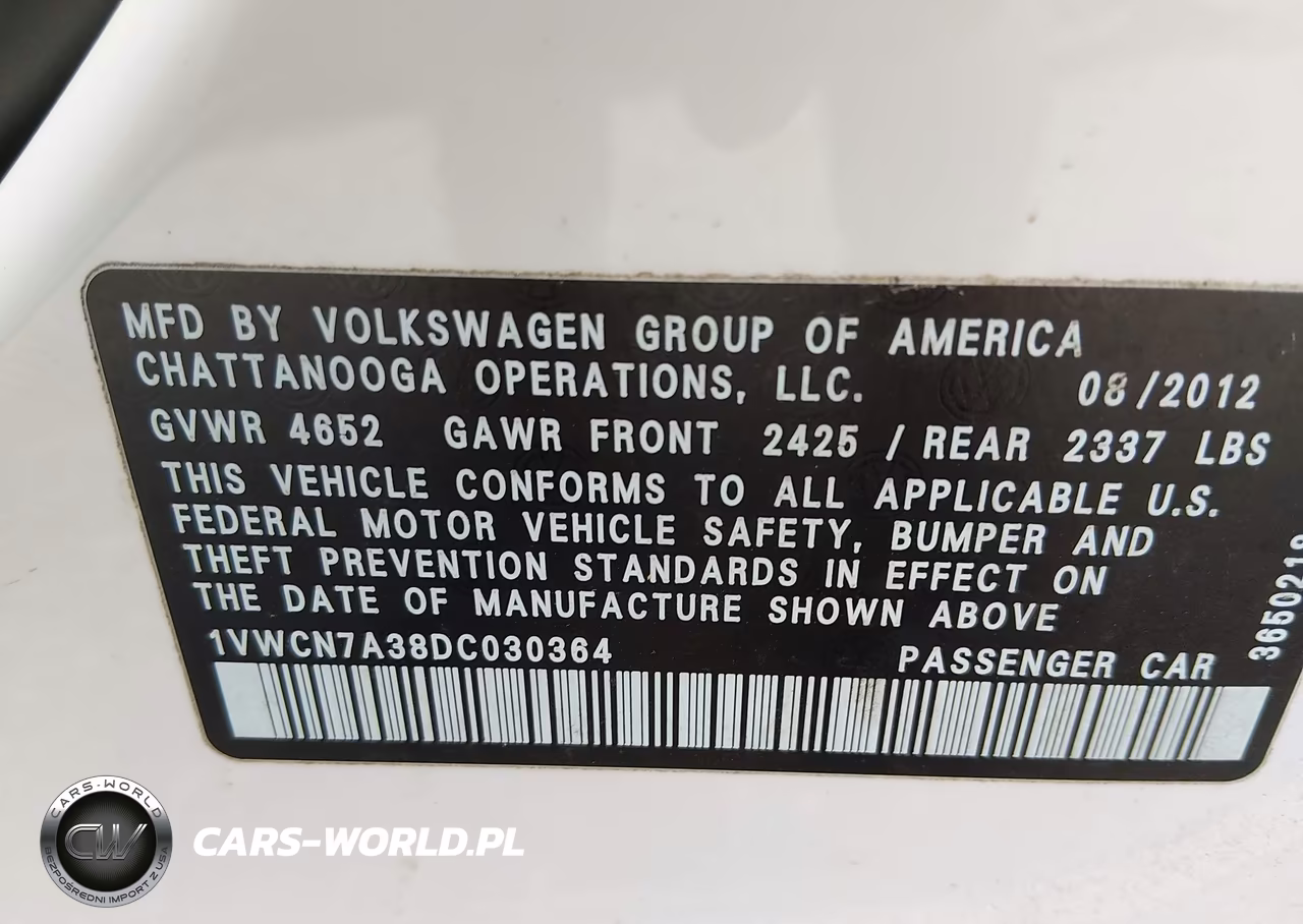2013 Volkswagen Passat 2.0L Tdi Sel Premium VIN:1VWCN7A38DC030364 - 9