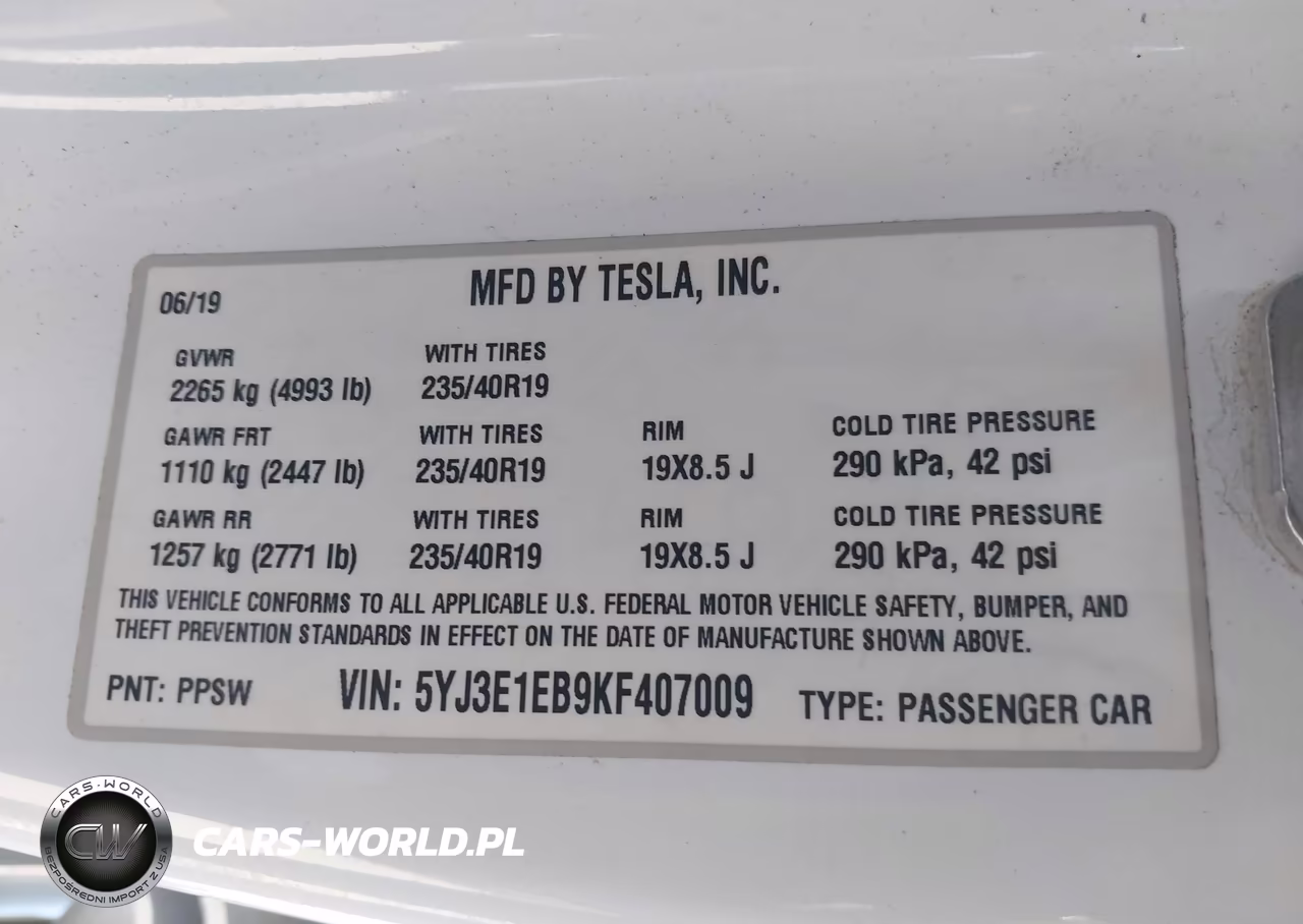 2019 Tesla Model 3 Long Range-Performance VIN:5YJ3E1EB9KF407009 - 9