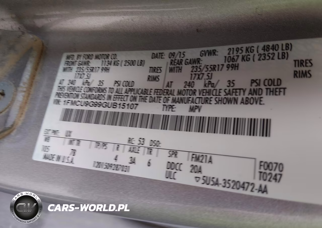 2016 Ford Escape Se VIN:1FMCU9G99GUB15107 - 9