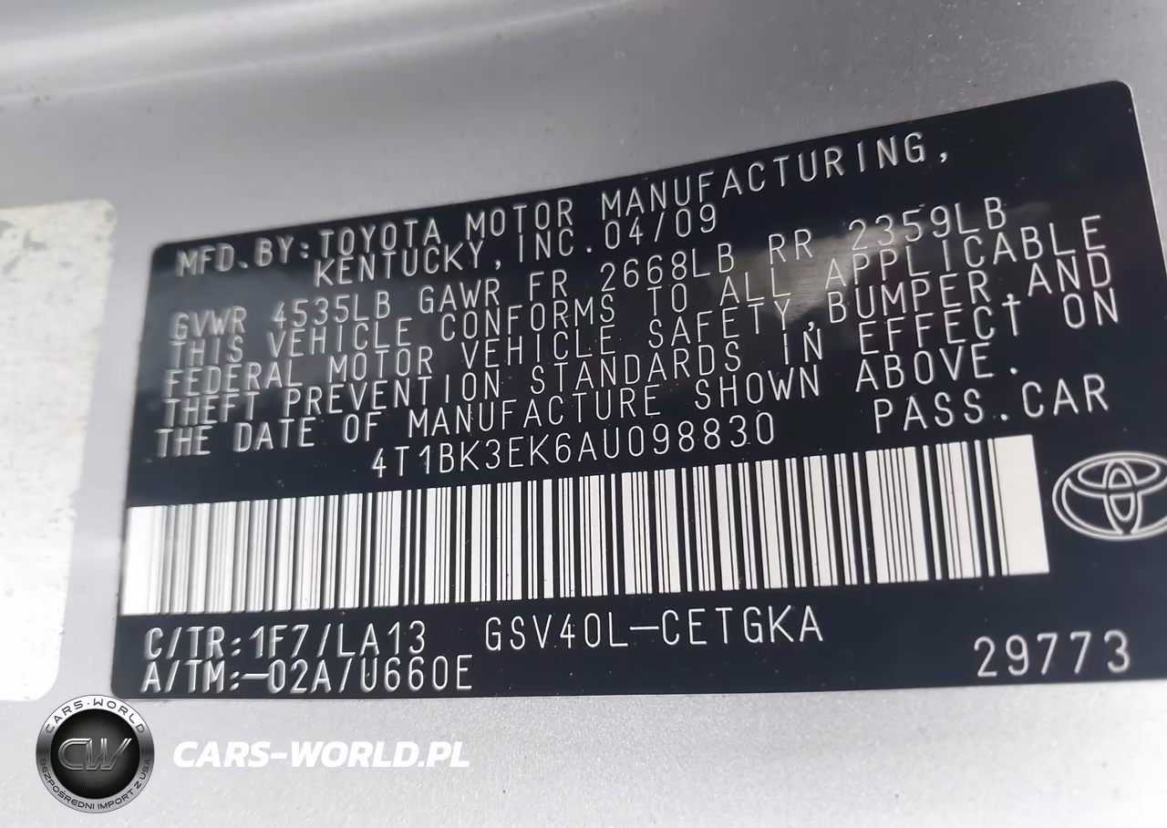 2010 Toyota Camry Xle V6 VIN:4T1BK3EK6AU098830 - 9