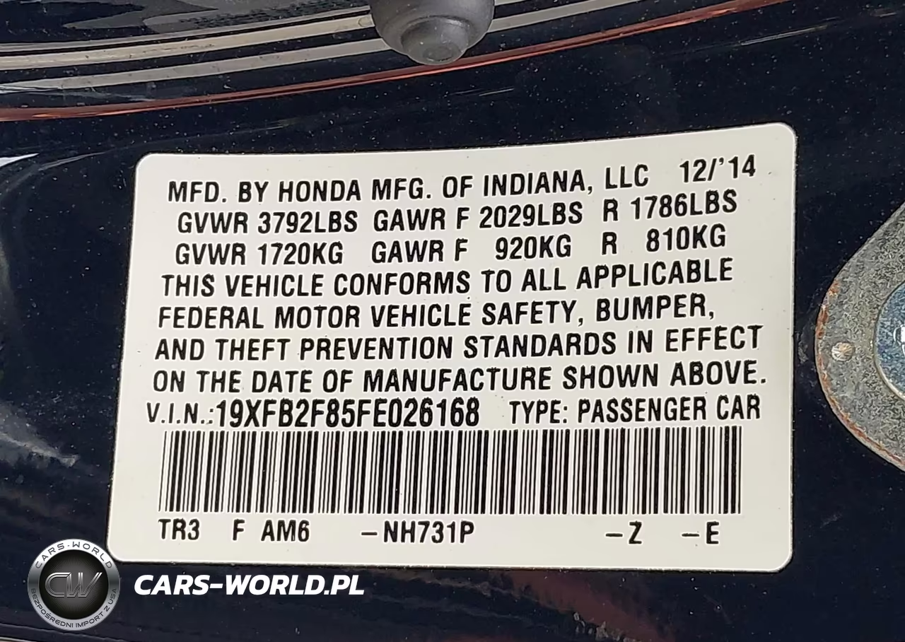 2015 Honda Civic Ex VIN:19XFB2F85FE026168 - 9