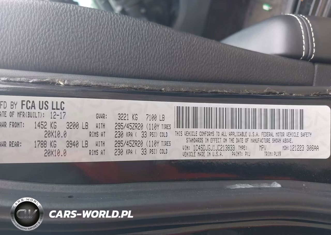 2018 Dodge Durango Srt Awd VIN:1C4SDJGJ1JC213833 - 9