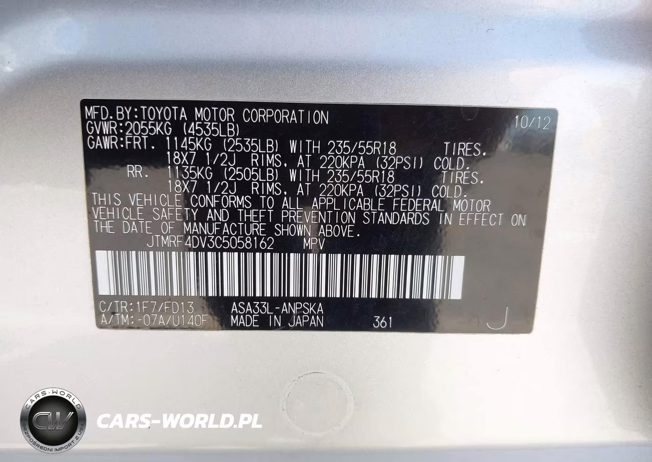 2012 Toyota Rav4 Sport VIN:JTMRF4DV3C5058162 - 9