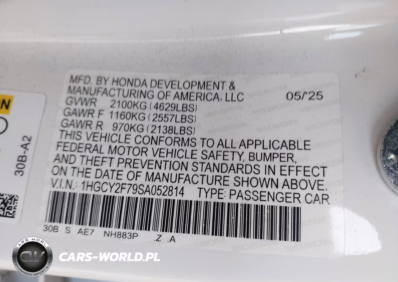 2025 Honda Accord Hybrid Sport-L VIN:1HGCY2F79SA052814 - 9