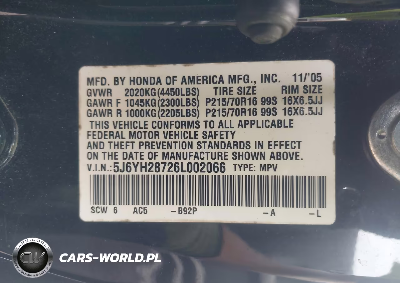 2006 Honda Element Ex-P VIN:5J6YH28726L002066 - 9