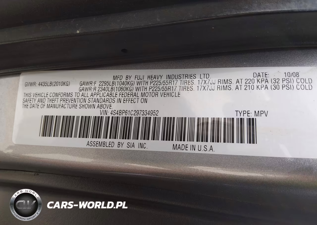 2009 Subaru Outback 2.5I VIN:4S4BP61C297334952 - 9