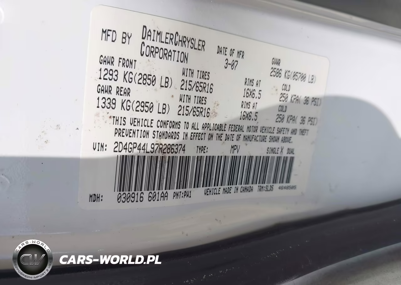 2007 Dodge Grand Caravan Sxt VIN:2D4GP44L97R286374 - 9