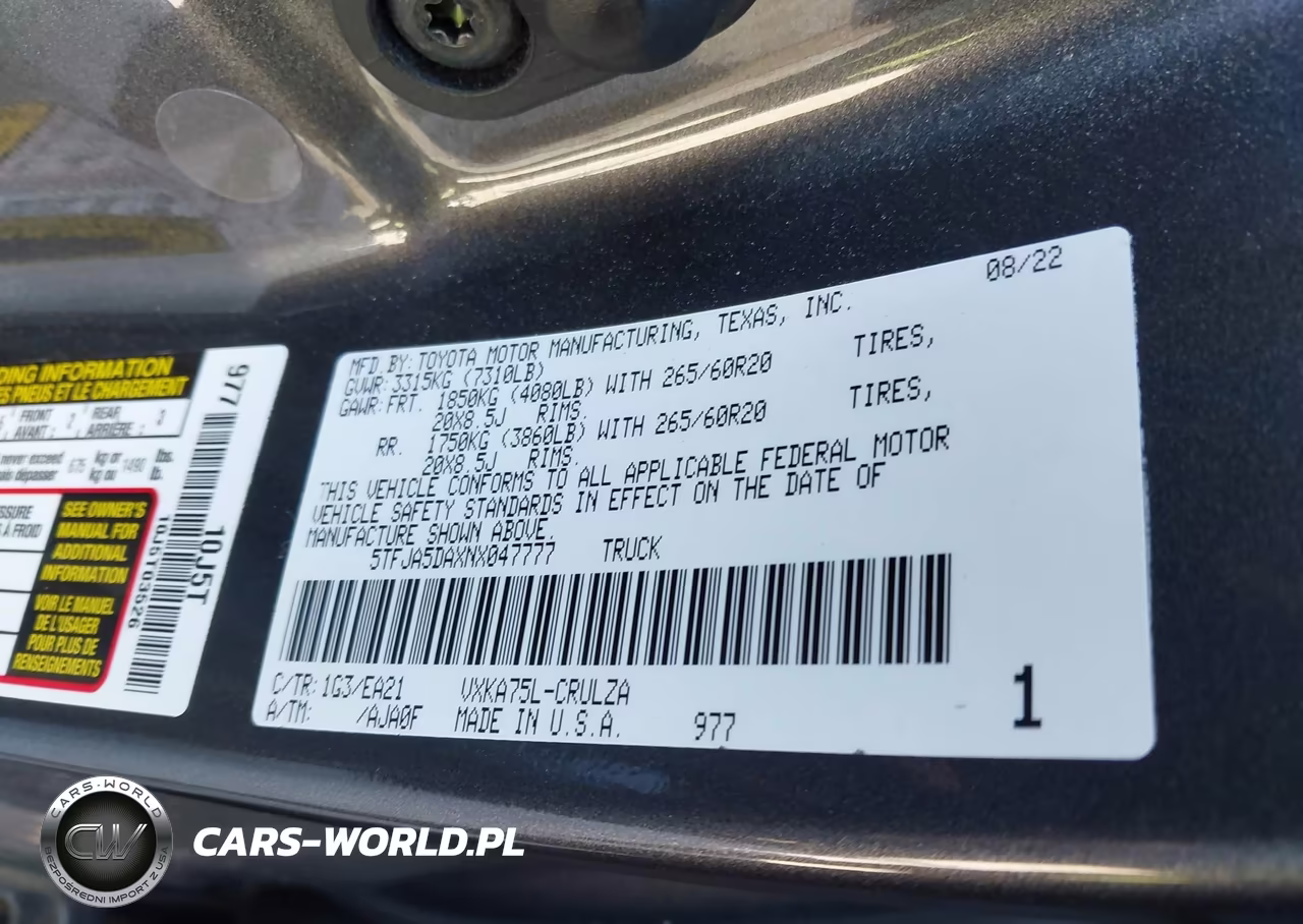 2022 Toyota Tundra Limited VIN:5TFJA5DAXNX047777 - 9