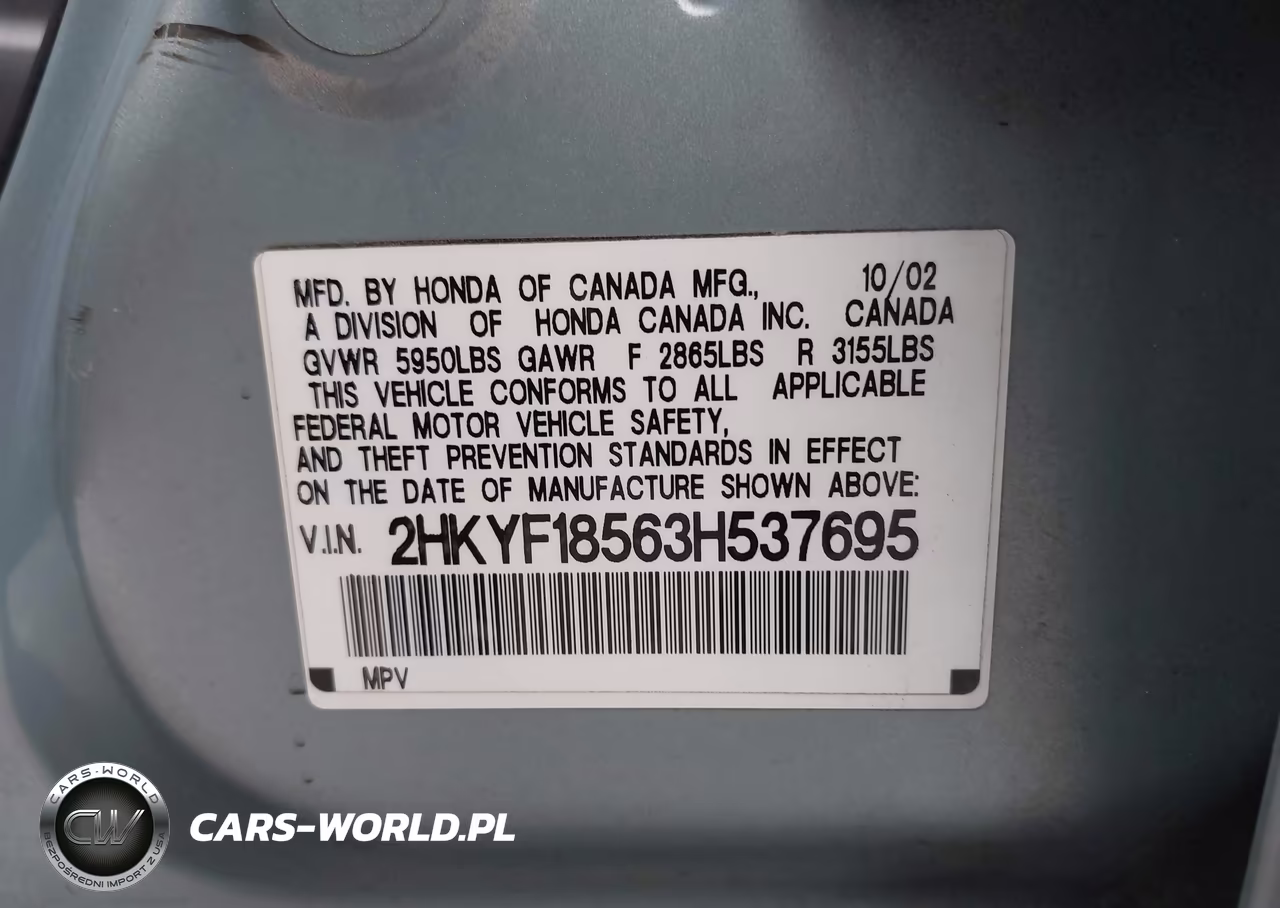 2003 Honda Pilot Ex-L VIN:2HKYF18563H537695 - 9