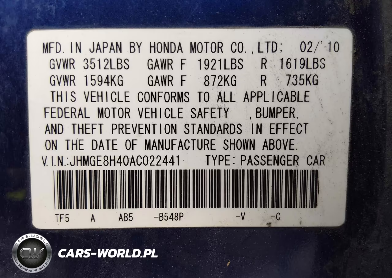 2010 Honda Fit Sport VIN:JHMGE8H40AC022441 - 9