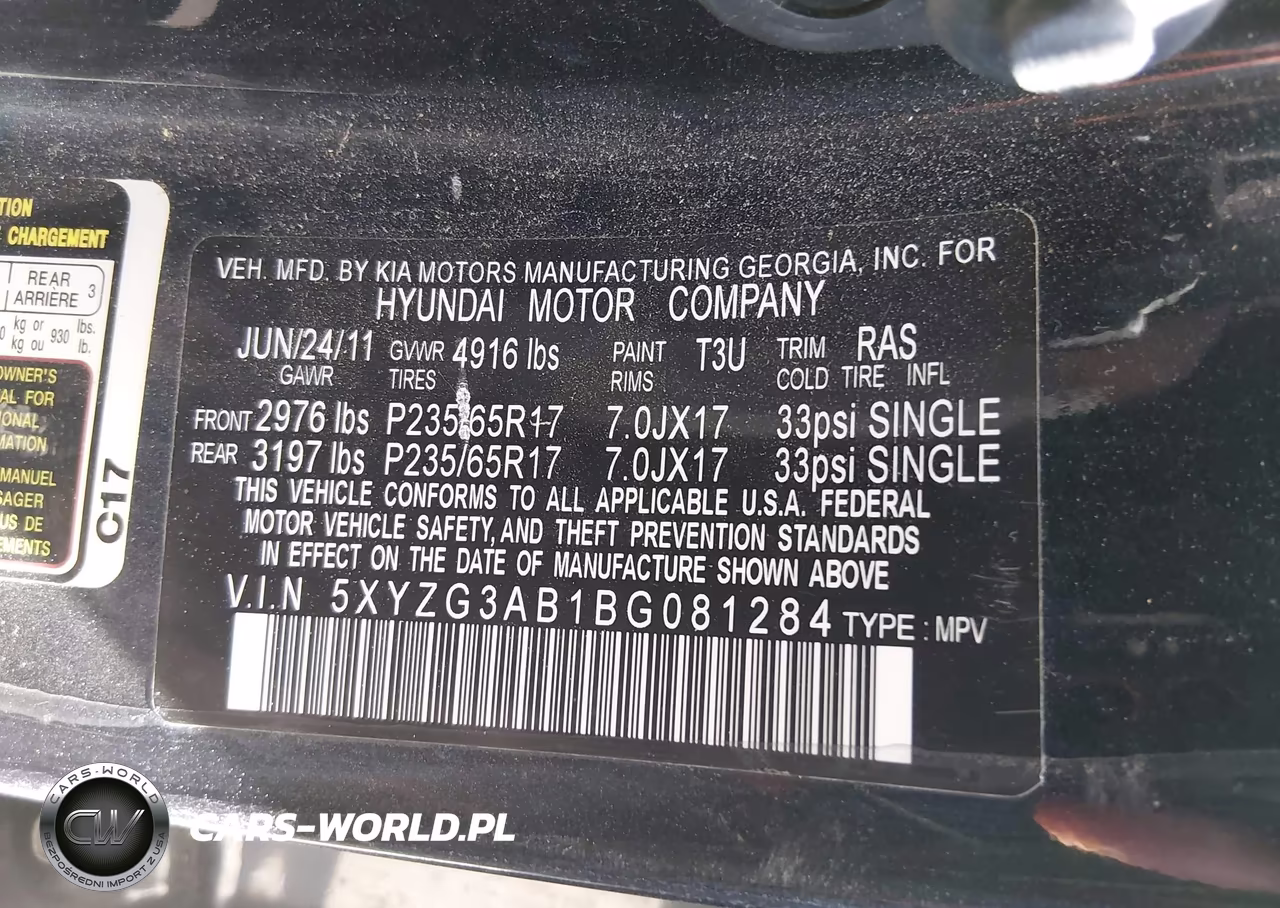 2011 Hyundai Santa Fe Gls VIN:5XYZG3AB1BG081284 - 9