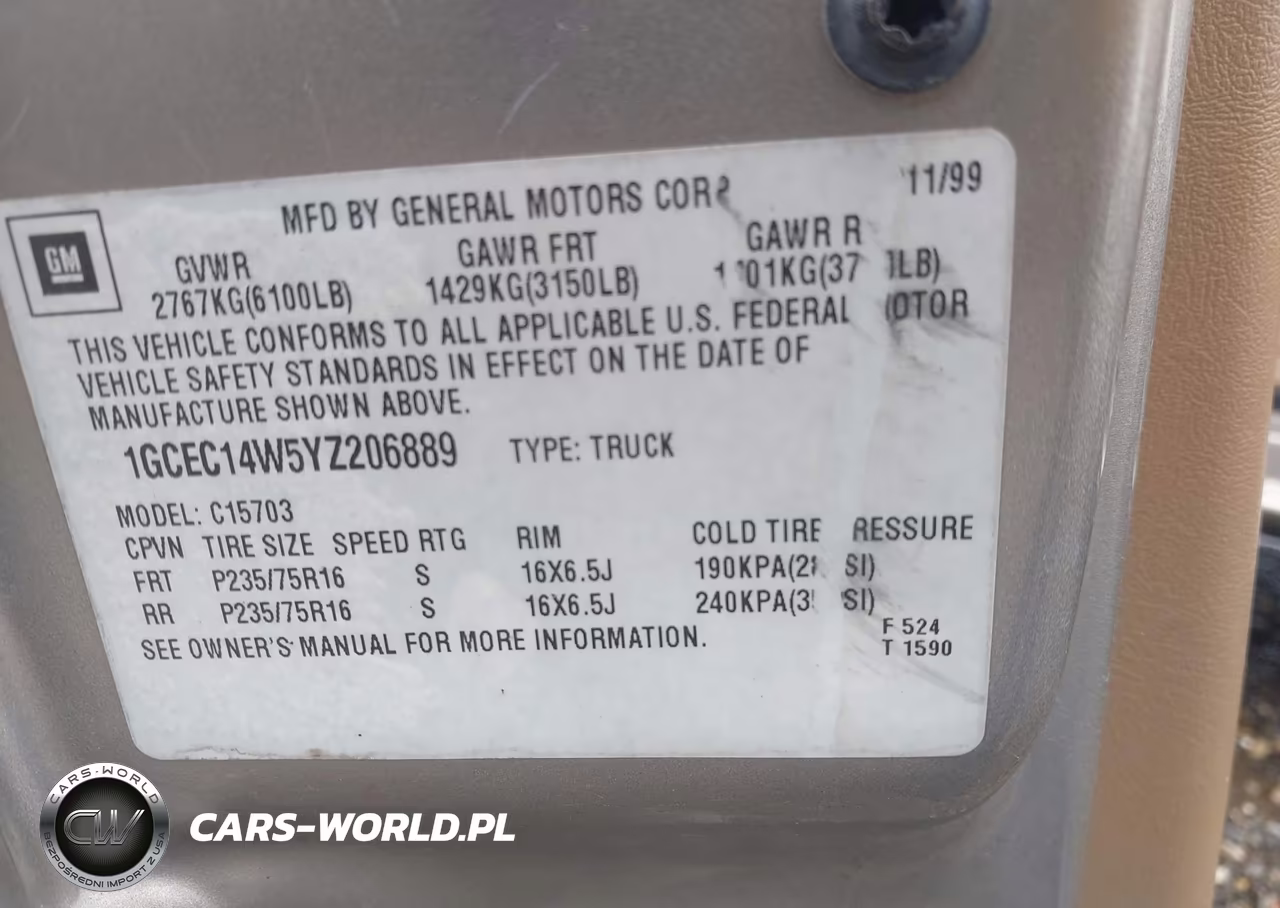 2000 Chevrolet Silverado 1500 VIN:1GCEC14W5YZ206889 - 9