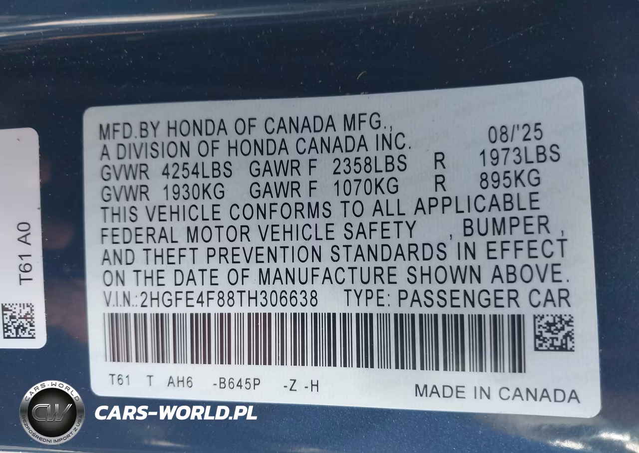2026 Honda Civic Hybrid Sport-Sport Touring VIN:2HGFE4F88TH306638 - 9
