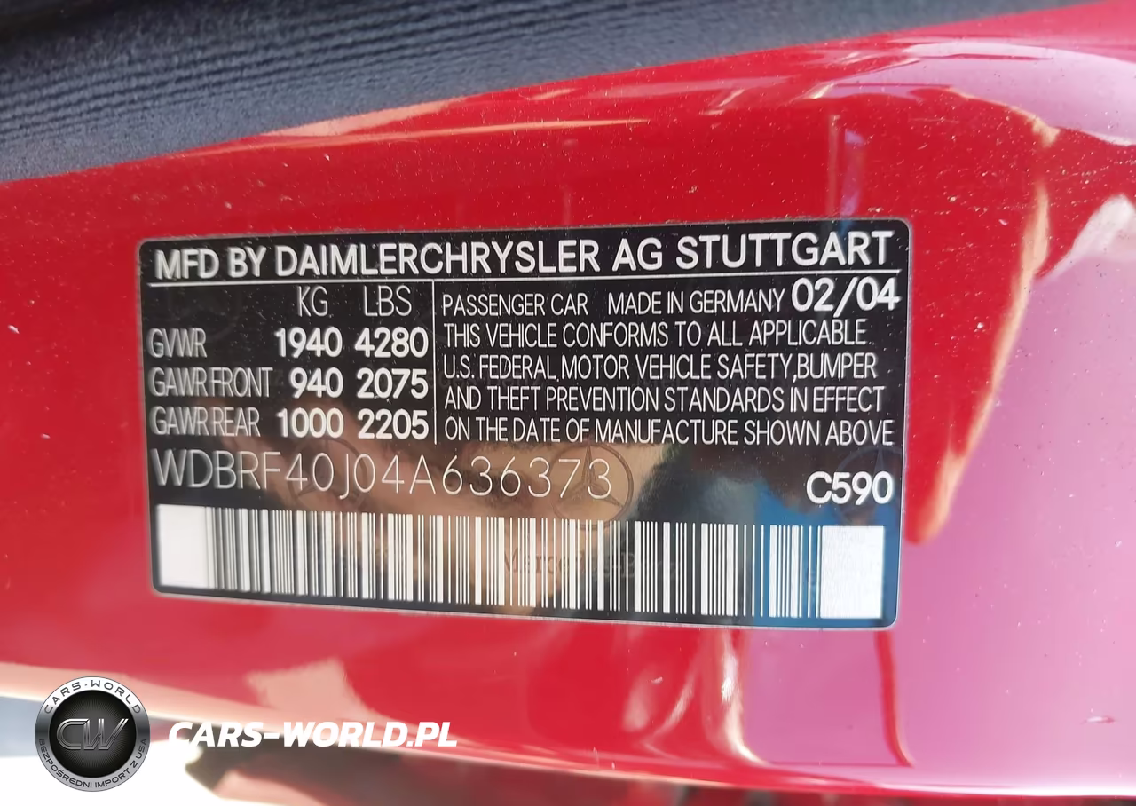 2004 Mercedes-Benz C 230 Kompressor Sport-Sport VIN:WDBRF40J04A636373 - 9