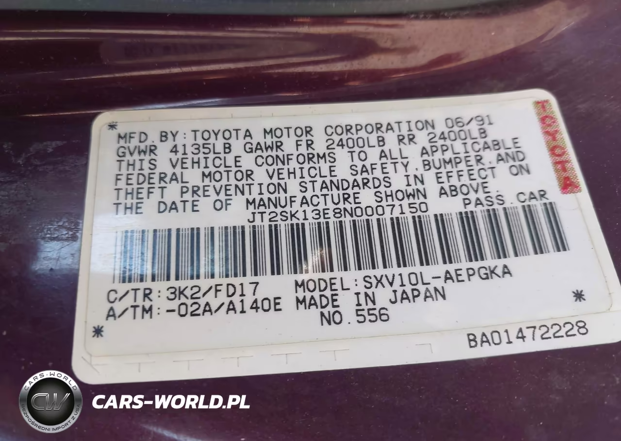 1992 Toyota Camry Xle VIN:JT2SK13E8N0007150 - 9