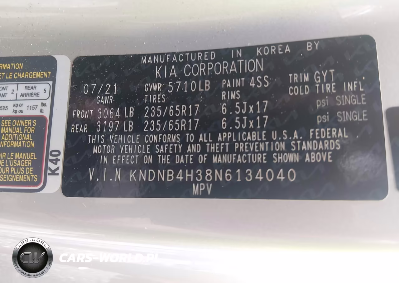 2022 Kia Carnival Mpv Lx VIN:KNDNB4H38N6134040 - 9