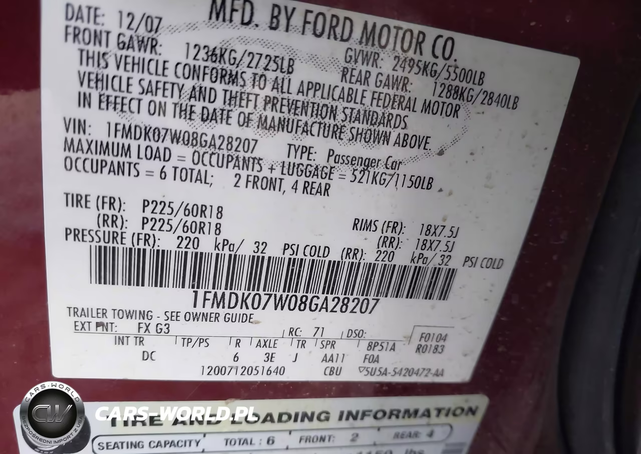 2008 Ford Taurus X Eddie Bauer VIN:1FMDK07W08GA28207 - 9