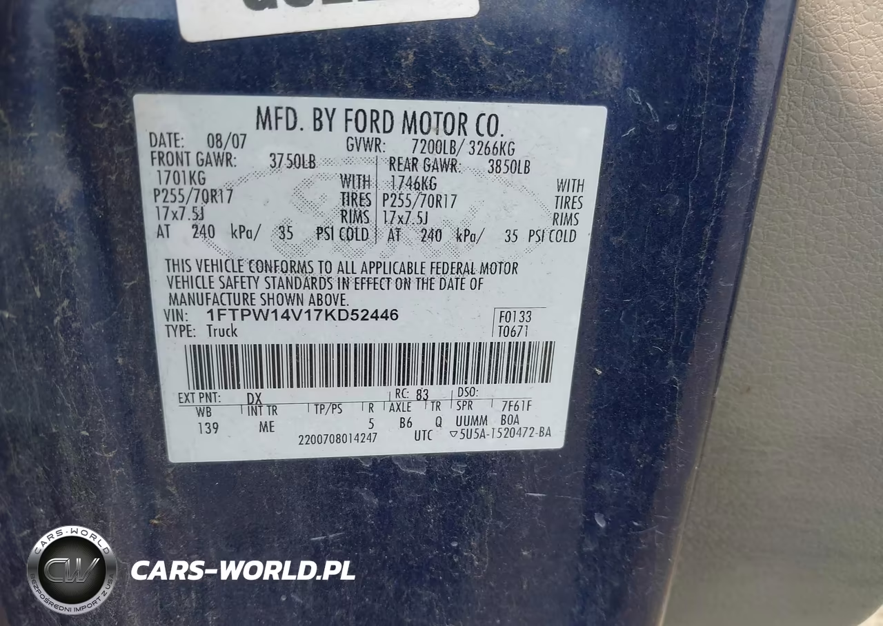 2007 Ford F-150 Fx4-Lariat-Xlt VIN:1FTPW14V17KD52446 - 9
