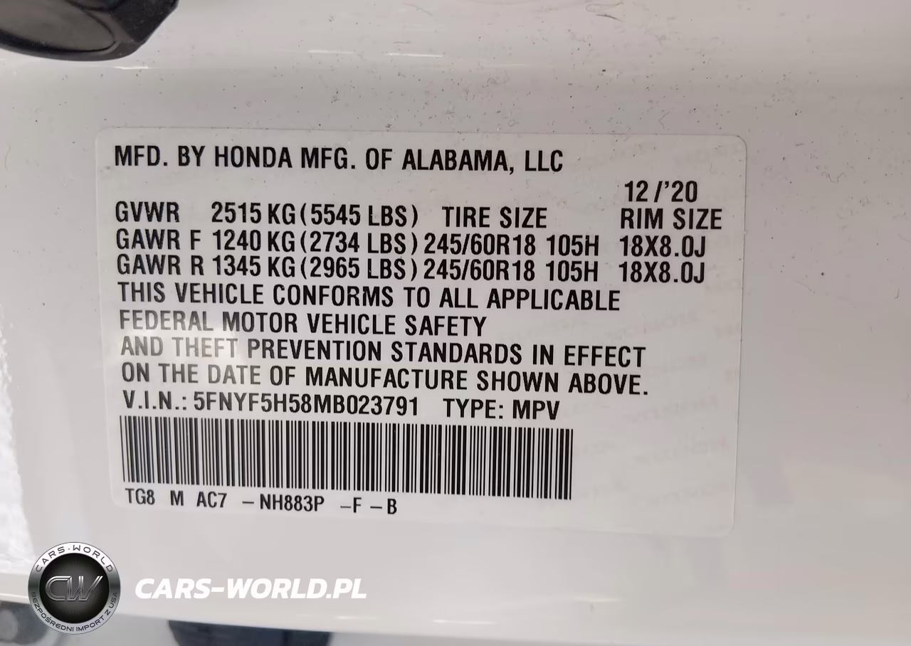 2021 Honda Pilot 2Wd Ex-L VIN:5FNYF5H58MB023791 - 9