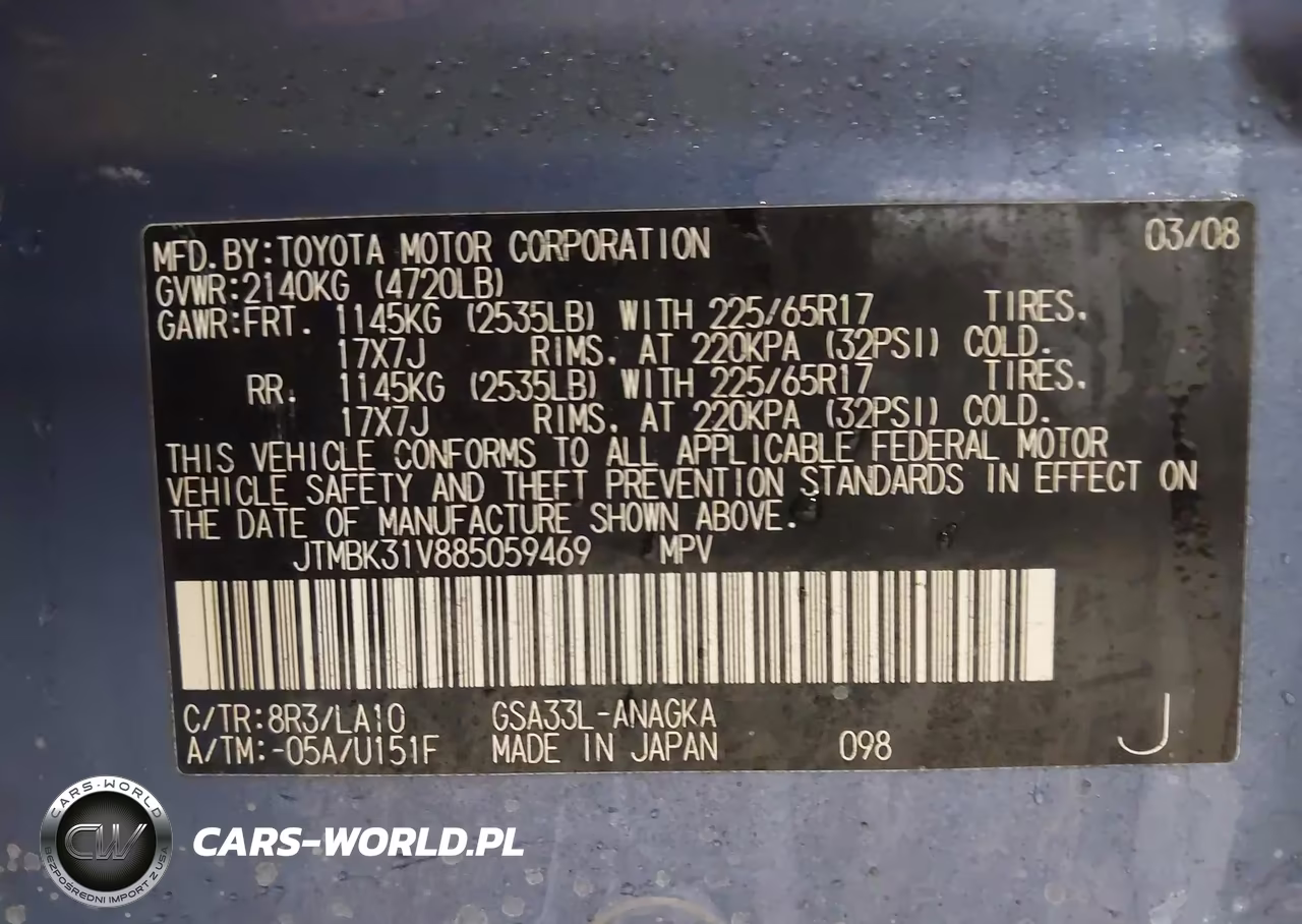 2008 Toyota Rav4 Limited V6 VIN:JTMBK31V885059469 - 9