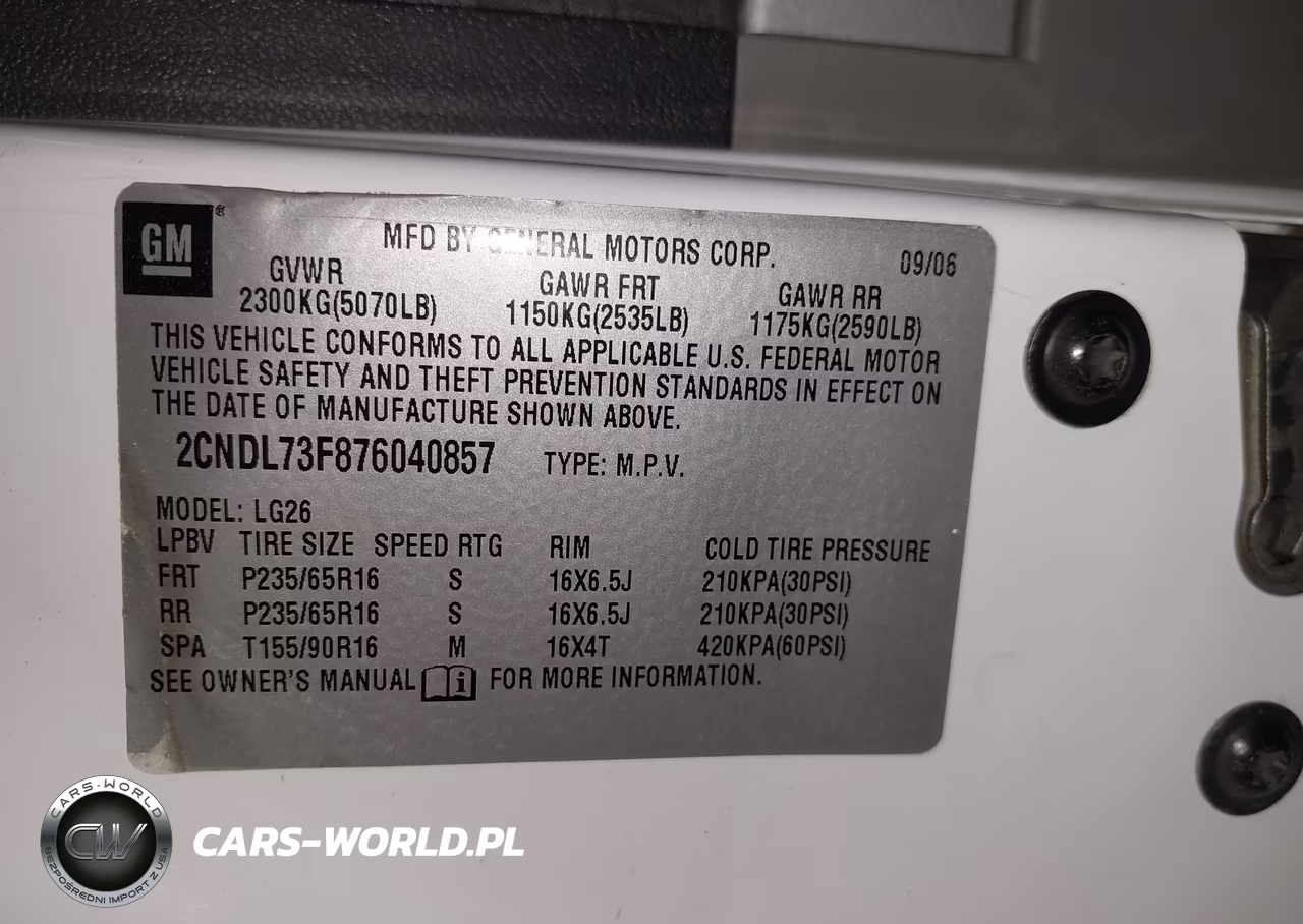 2007 Chevrolet Equinox Lt VIN:2CNDL73F876040857 - 9