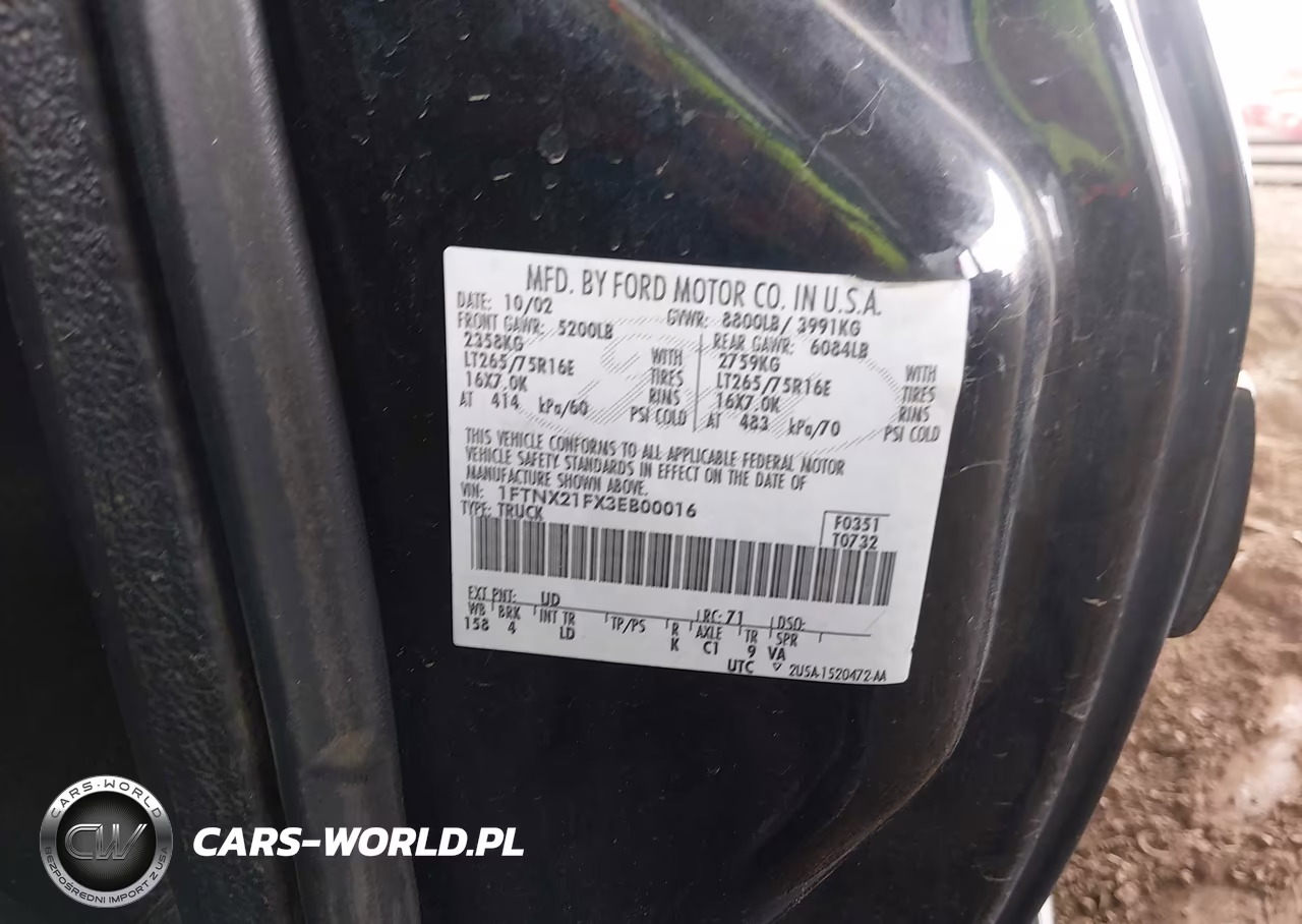 2003 Ford F-250 Lariat-Xl-Xlt VIN:1FTNX21FX3EB00016 - 9